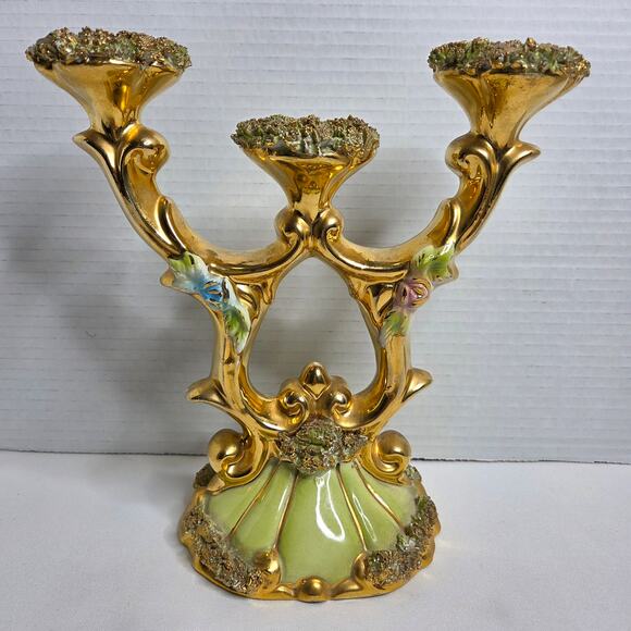 Vintage Ceramic Capodimonte-style Sesto Florentino Candelabra Made in Italy